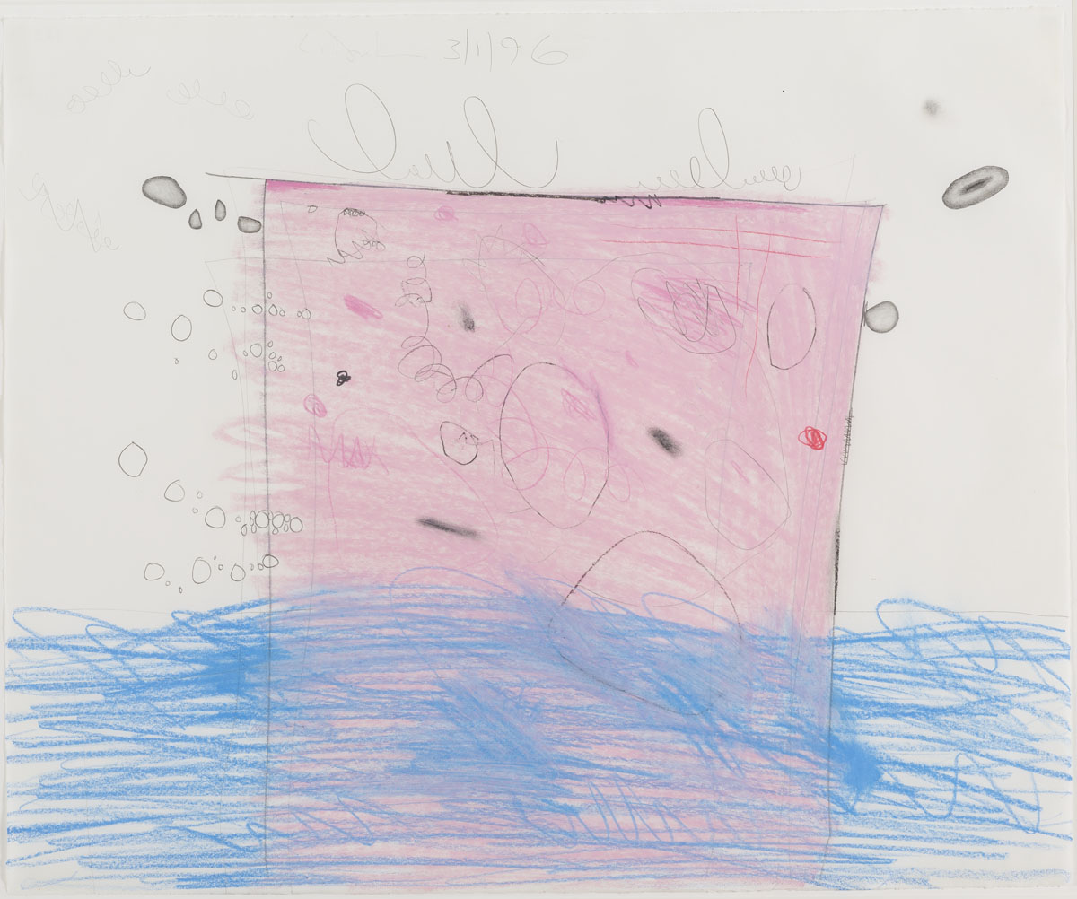 <i>Untitled (3/1/96)</i>, 1996, wax crayon and pencil on paper,18 3/8 x 22 1/8 inches (46.7 x 56.2 cm)