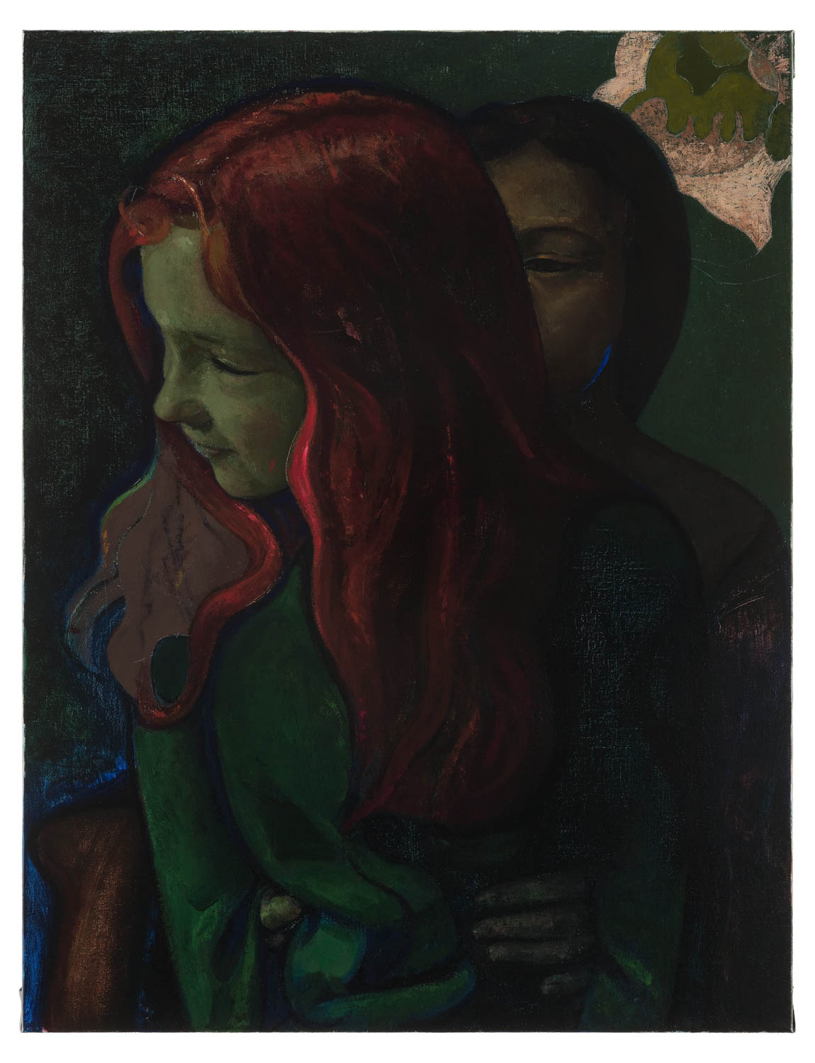 <i>Red and Dark Haired Sisters</i>, 2017<br />Oil on canvas<br />28 3/4 x 22 inches (73 x 56 cm)<br />29 1/2 x 23 x 1 1/2 inches (74.8 x 58.3 x 4 cm) framed<br />